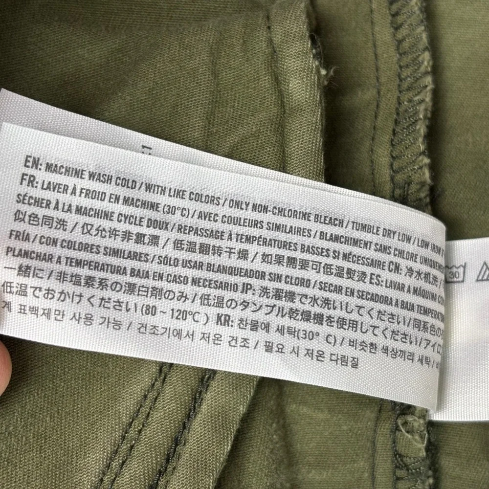 Hollister Women L Utility Jacket Green Moto Stitch Drawstring Waist‎ Casual Coat